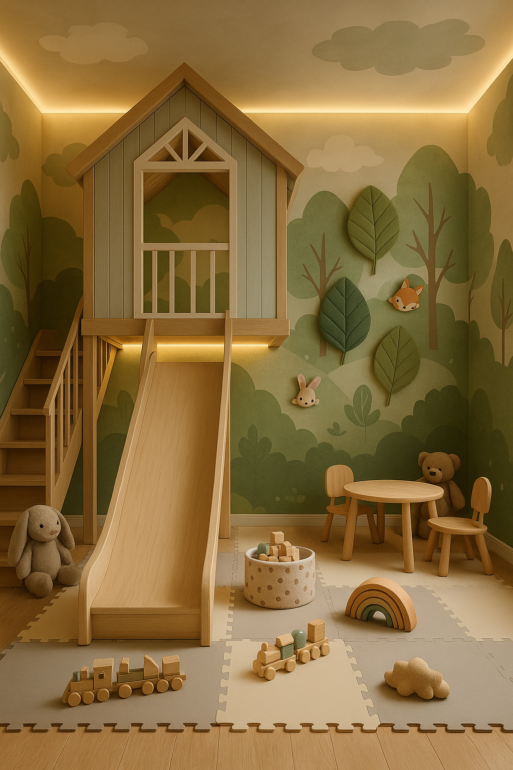 Kid's Bedroom with Tree House and Slide